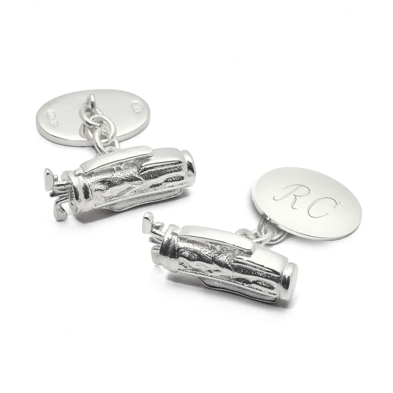 Sterling Silver Personalised Golf Bag Cufflinks