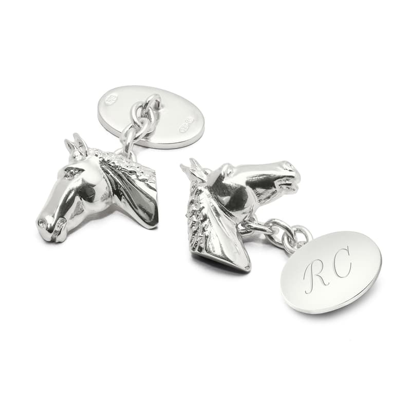 Sterling Silver Personalised Horse Head Cufflinks