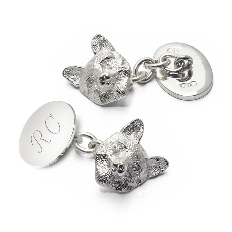 Sterling Silver Personalised Fox Head Cufflinks