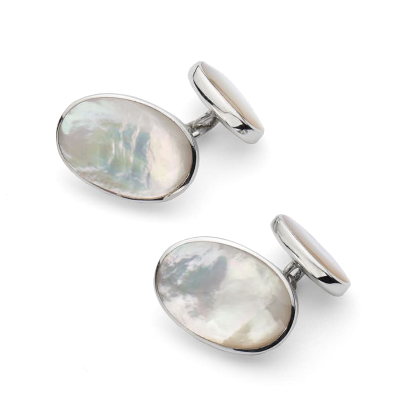 Oval Sterling Silver & Mother of Pearl Cufflinks