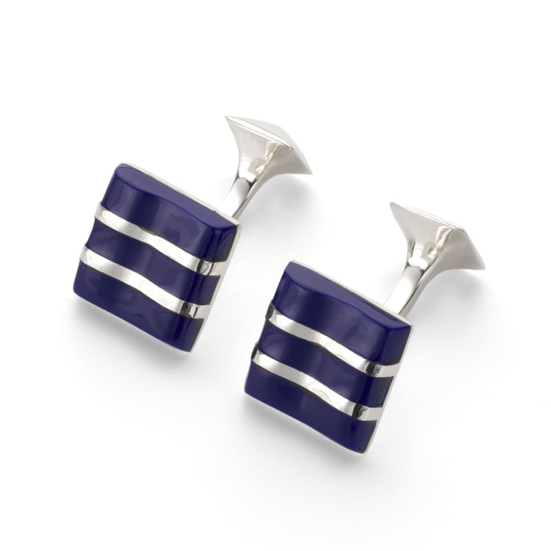 Wave Sterling Silver & Lapis Cufflinks