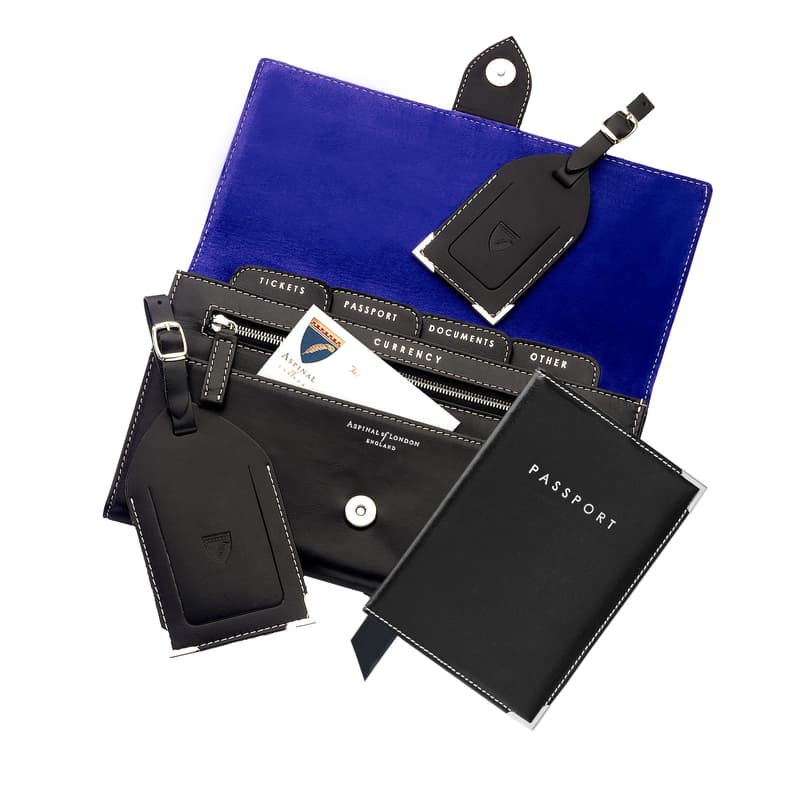 Deluxe Travel Collection in Smooth Black & Cobalt Blue Suede