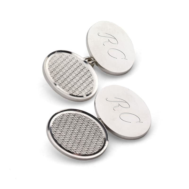 Classic Engine Turned Sterling Silver Cufflinks