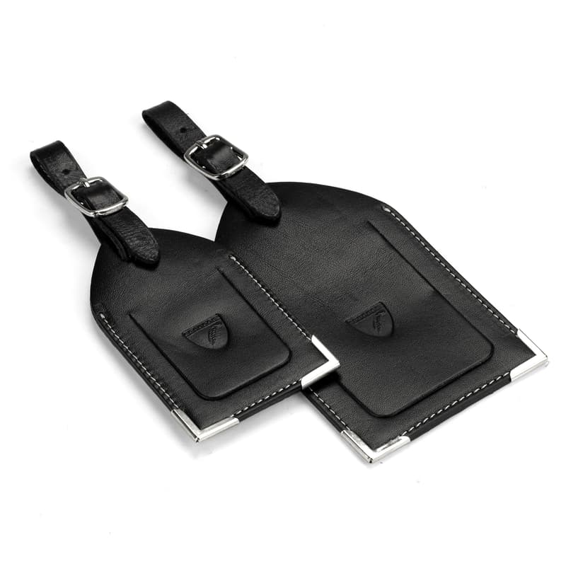 Set of 2 Luggage Tags in Smooth Black