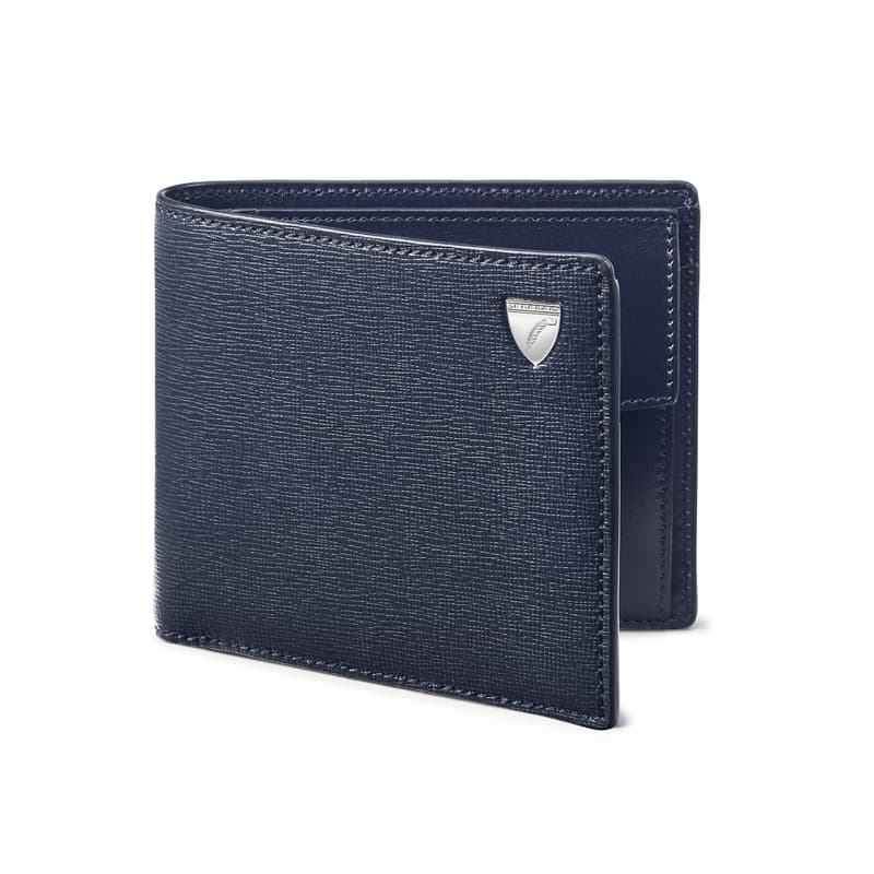 Billfold Coin Wallet in Navy Saffiano & Smooth Navy
