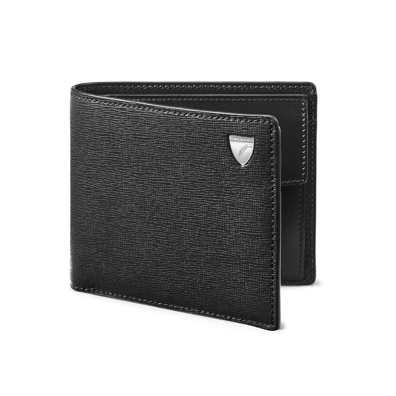 Billfold Coin Wallet in Black Saffiano & Smooth Black