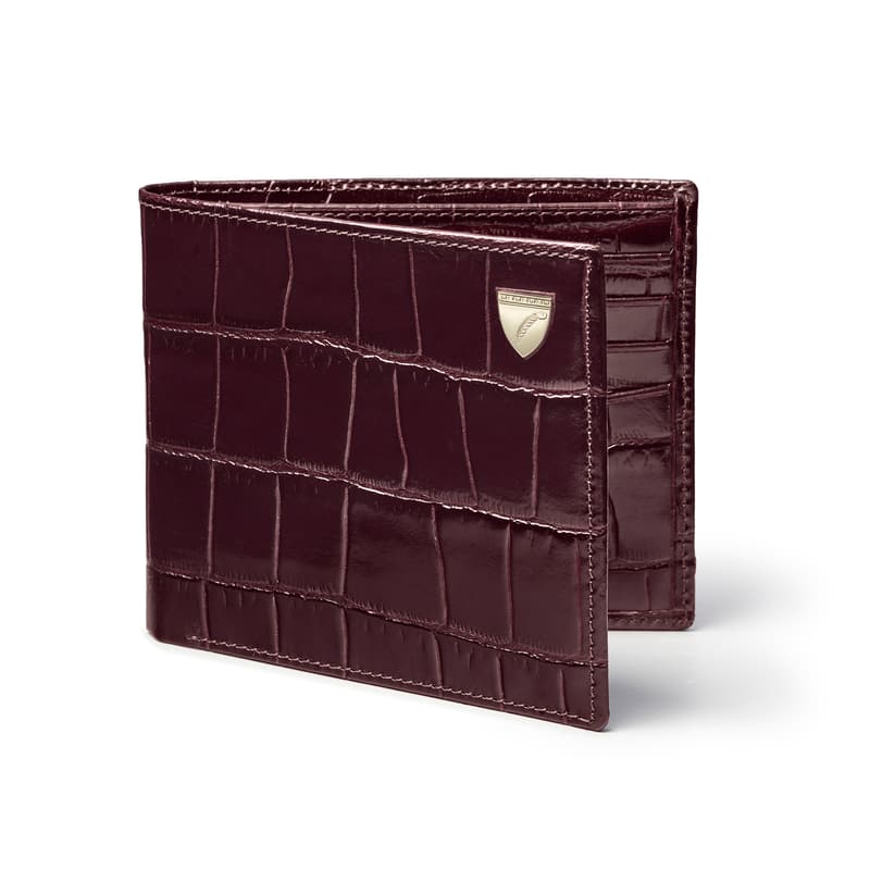 8 Card Billfold Wallet in Deep Shine Amazon Brown Croc