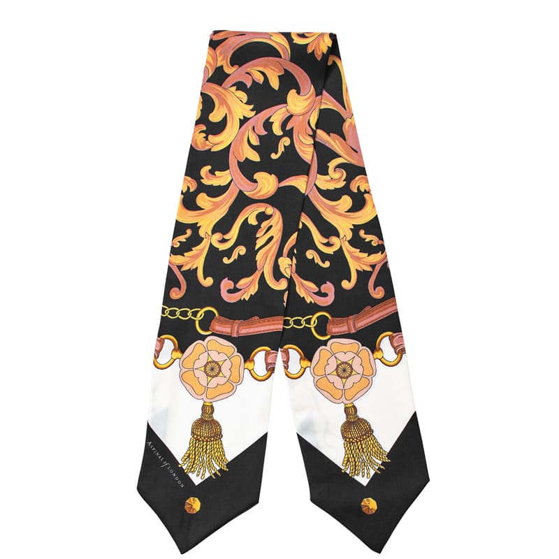 Signature Shield Silk Neck Bow Scarf in Black