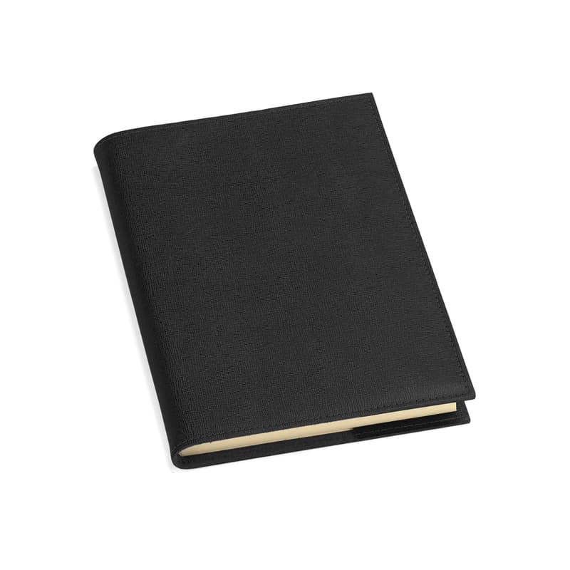 A5 Refillable Leather Journal in Black Saffiano