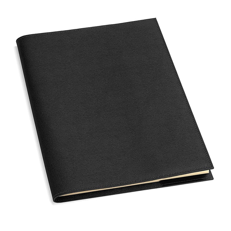 A4 Refillable Leather Journal in Black Saffiano
