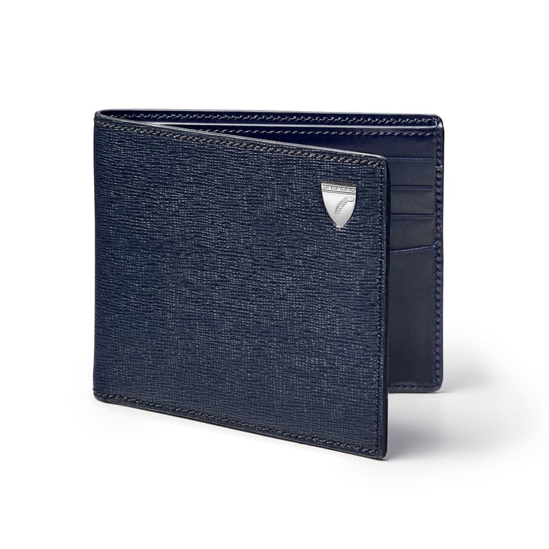 8 Card Billfold Wallet in Navy Saffiano & Smooth Navy