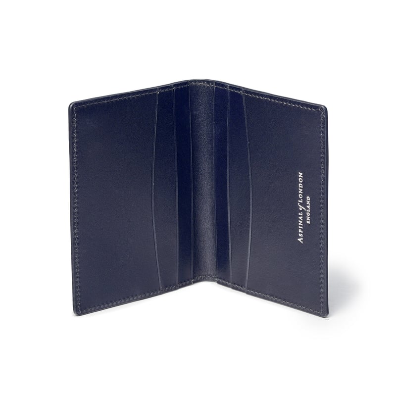 Double Fold Credit Card Holder in Navy Saffiano