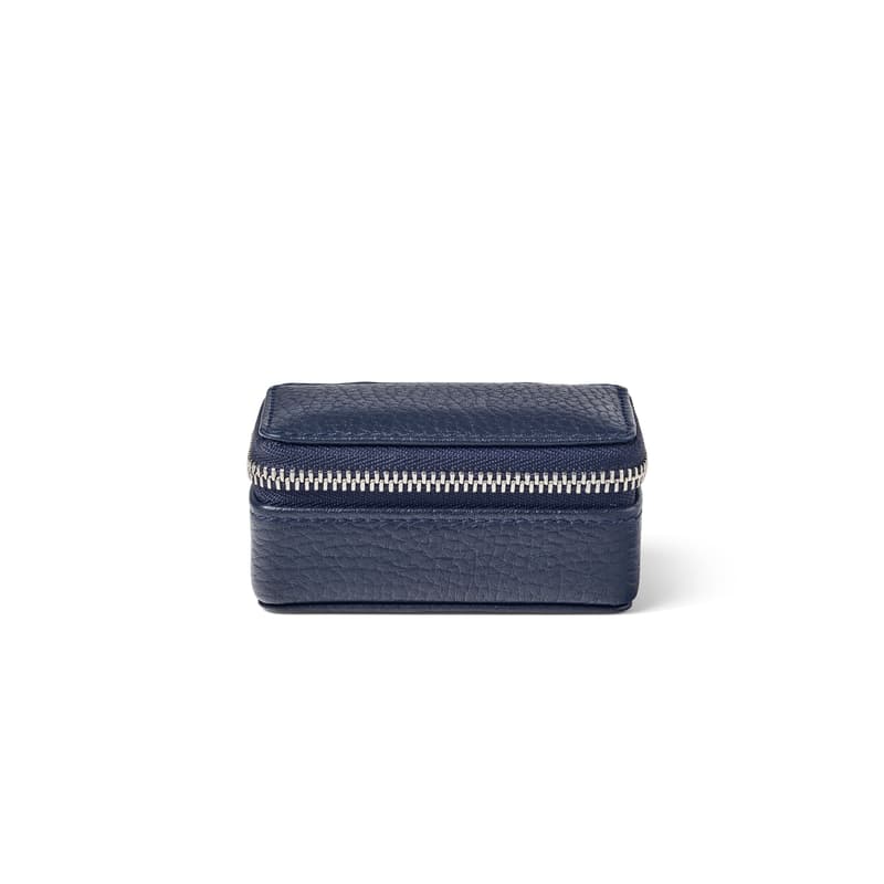 Small Travel Jewellery Case in Navy Pebble
