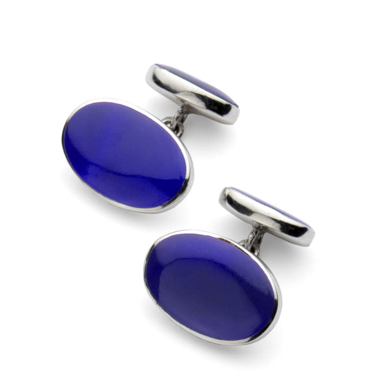Oval Sterling Silver & Blue Lapis Cufflinks