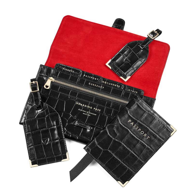 Travel Collection in Deep Shine Black Croc