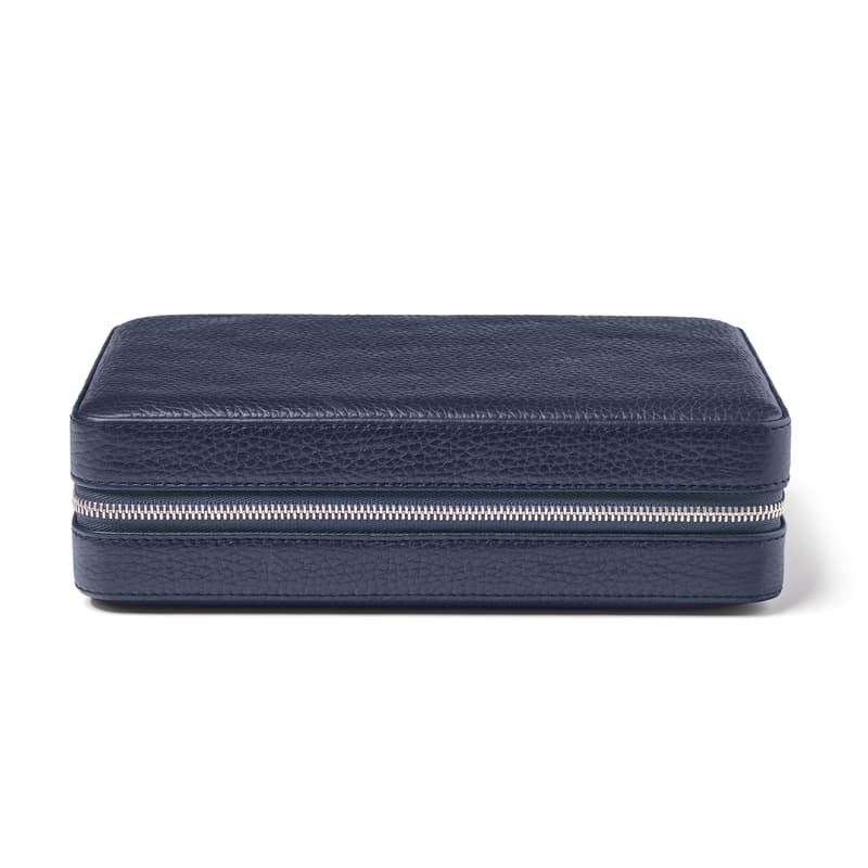 Large Travel Jewellery Case in Navy Pebble