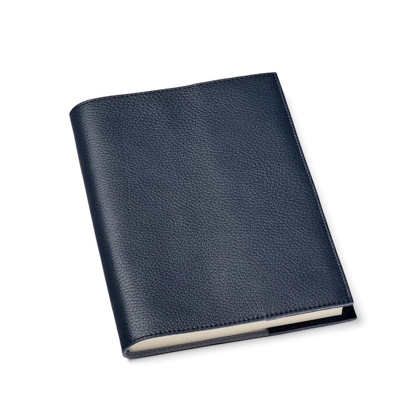 A5 Refillable Leather Journal in Navy Pebble