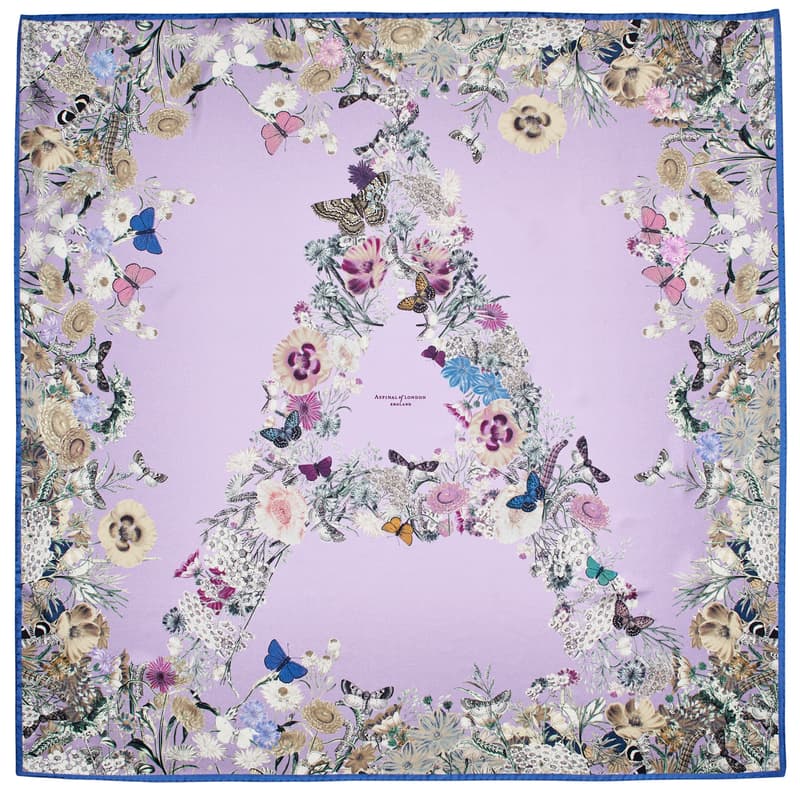 Ombre 'A' Floral Silk Scarf in English Lavender Pure Silk