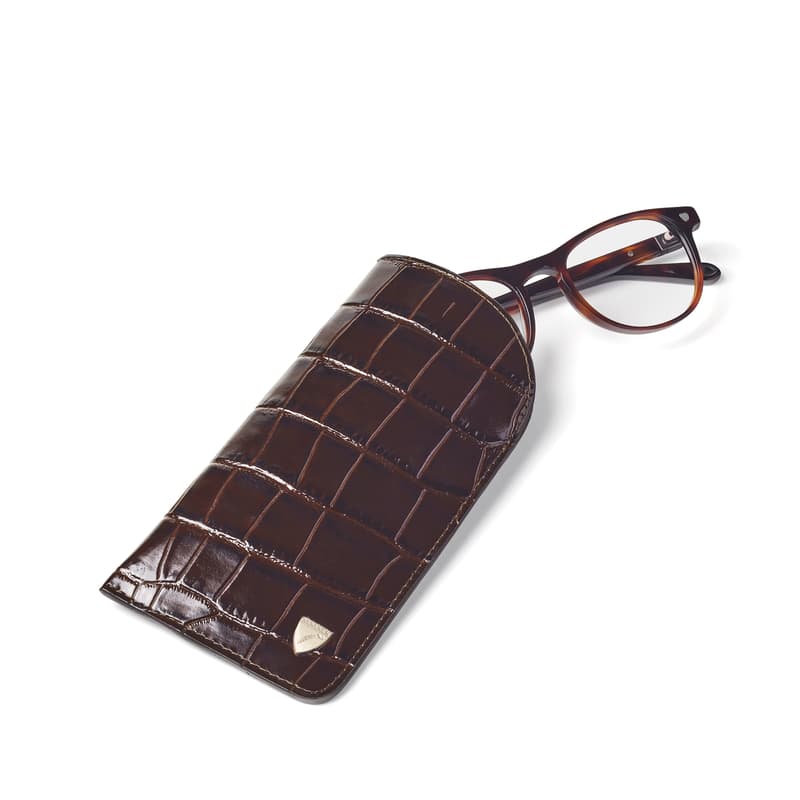 Glasses Case in Deep Shine Amazon Brown Croc