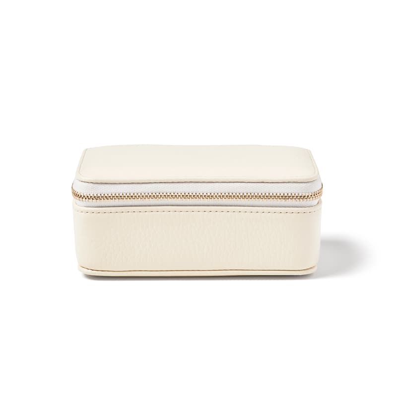 Medium Travel Jewellery Case in Ivory Pebble