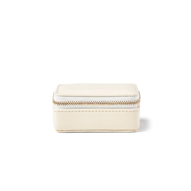 Small Travel Jewellery Case in Ivory Pebble