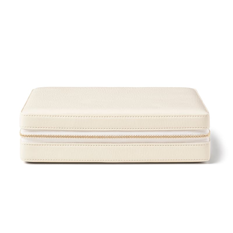 Large Travel Jewellery Case in Ivory Pebble