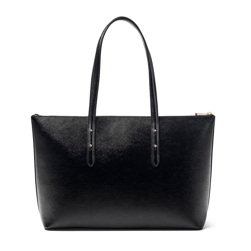 Zipped Regent Tote Bag in Black Saffiano