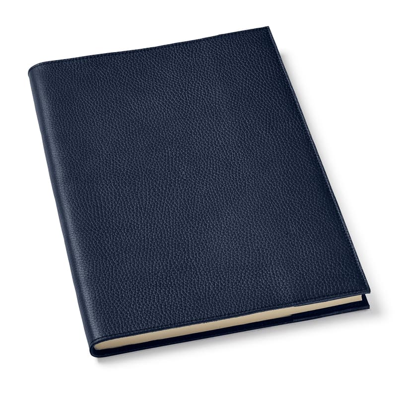 A4 Refillable Leather Journal in Navy Pebble