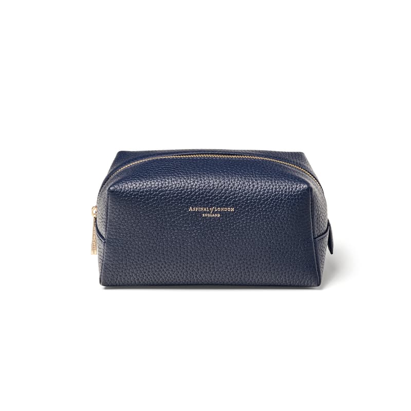 Makeup Bag in Navy Pebble