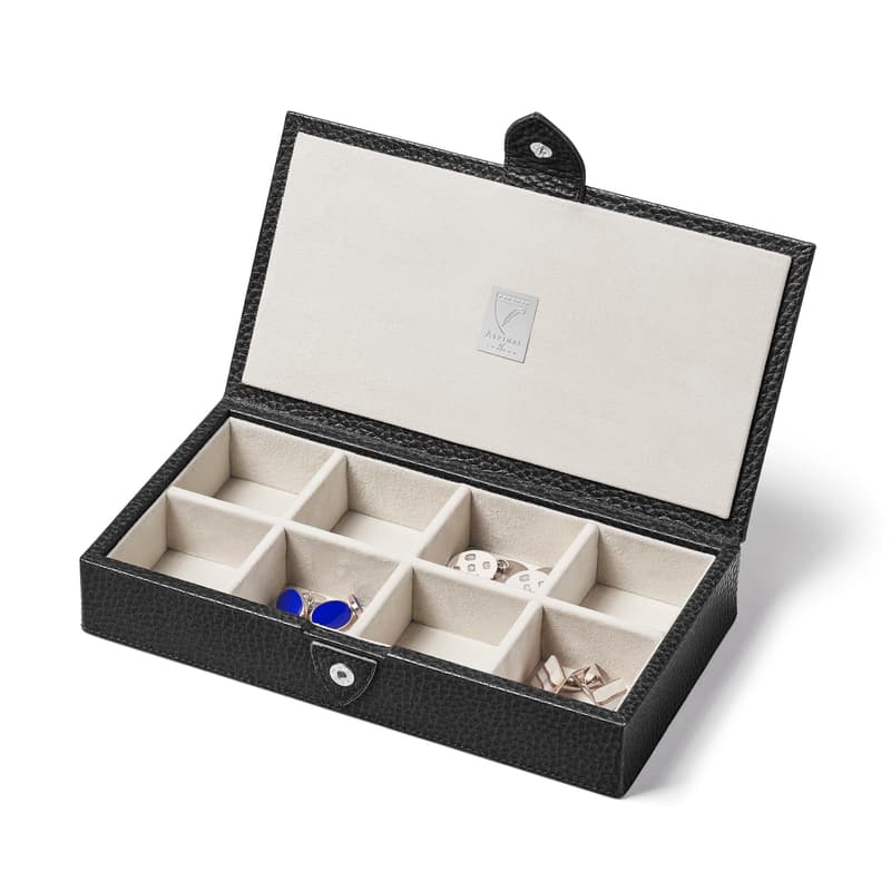 Men's Cufflink Box in Black Pebble