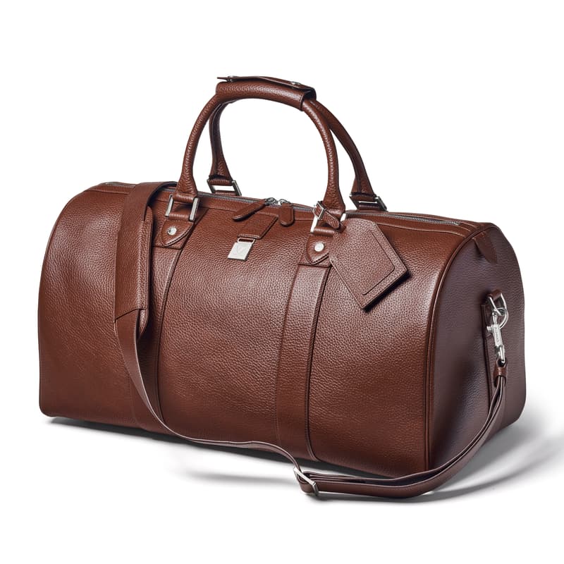 Boston Duffle Travel Bag in Tobacco Pebble