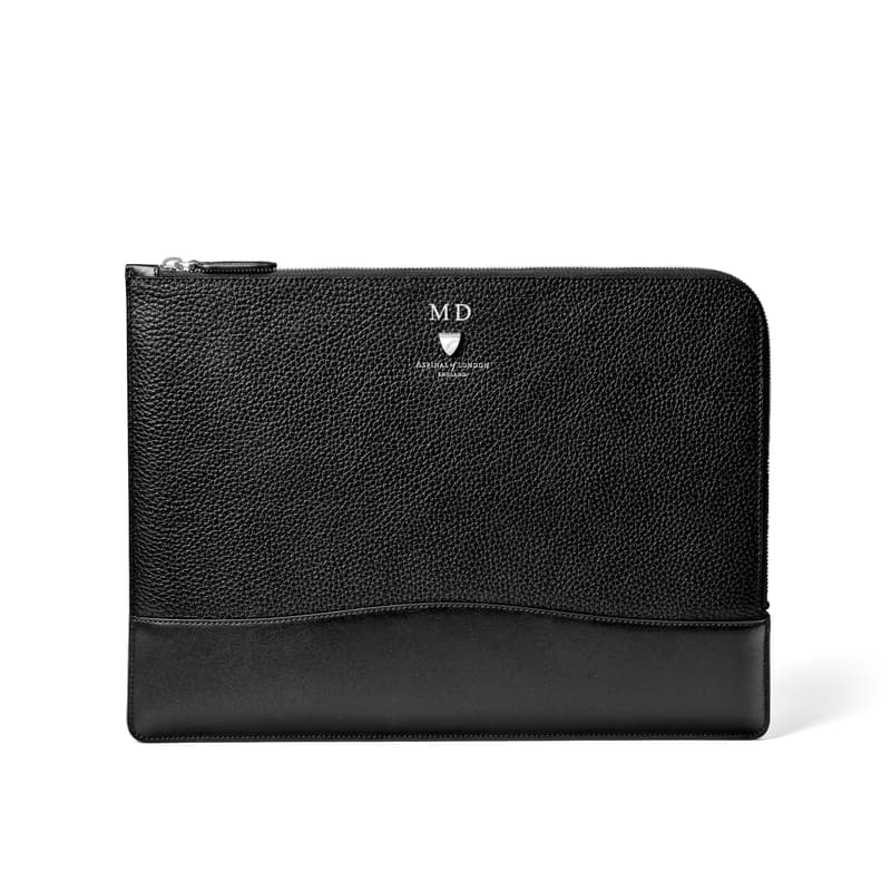 City Leather Folio Case in Black Pebble