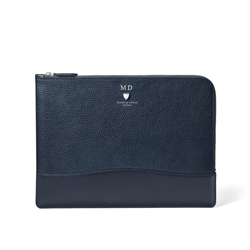 City Leather Folio Case in Navy Pebble