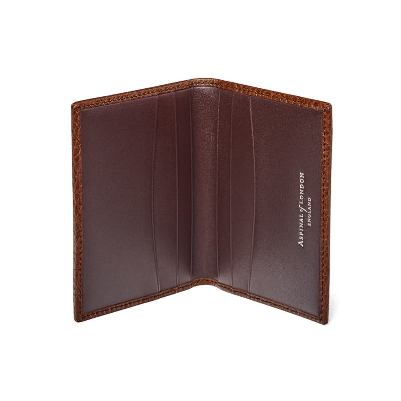 Double Fold Credit Card Holder in Tobacco Pebble
