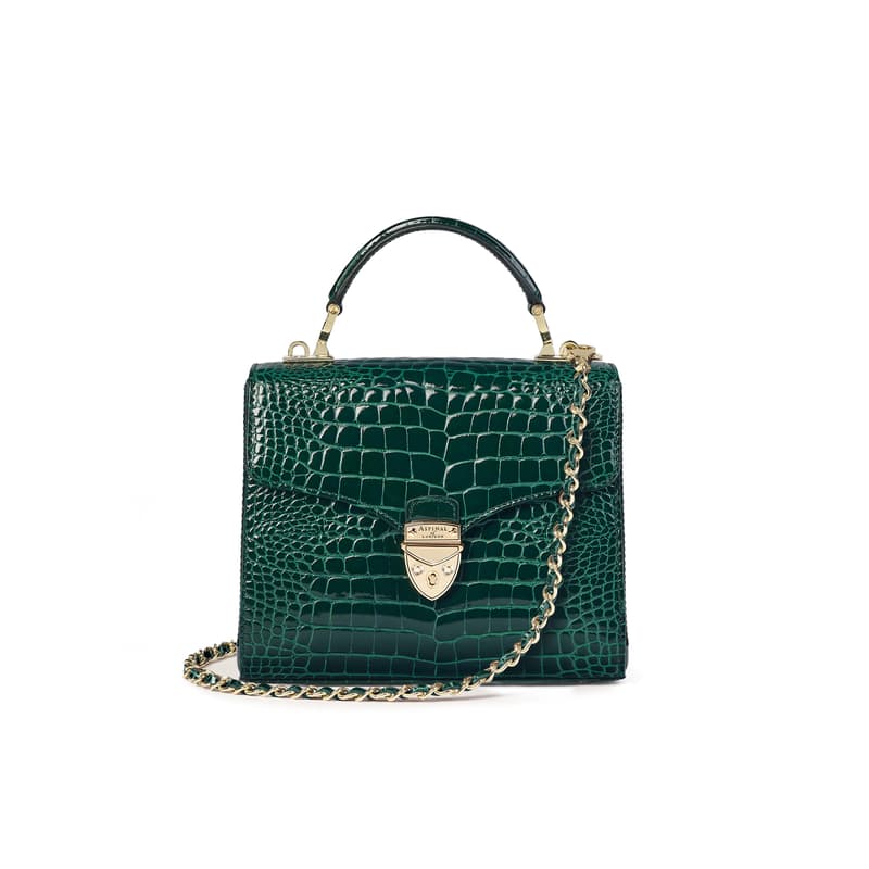 Mayfair Midi Green Crocodile Print Bag