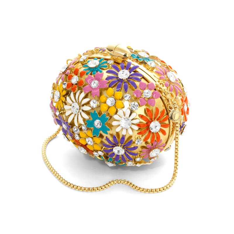 Embellished Floral Egg Clutch in Multi-Coloured Enamel