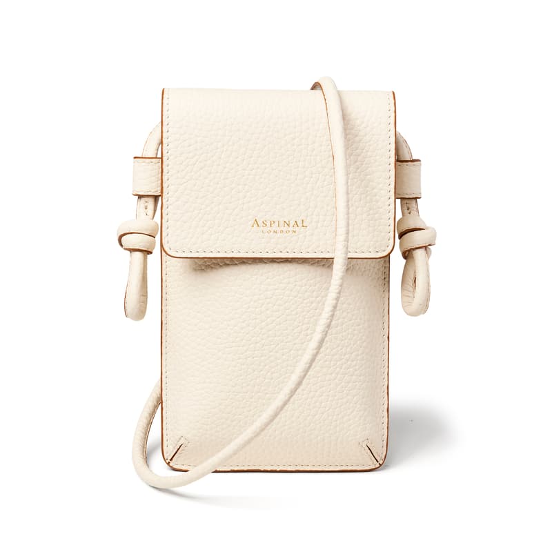 Ella Phone Pouch in Ivory Pebble