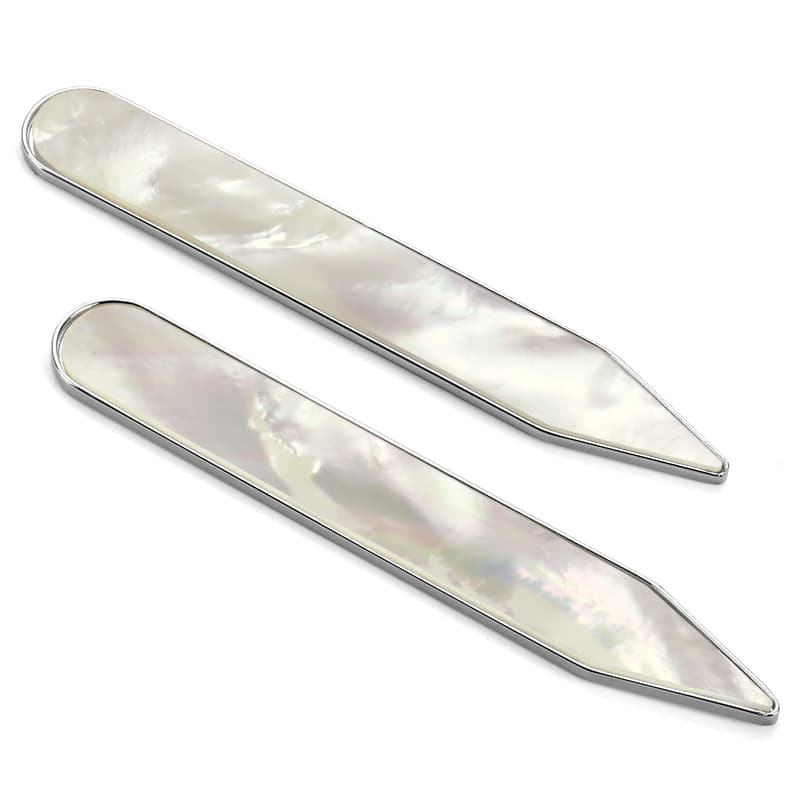 Mother of Pearl & Sterling Silver Plated Collar Stiffeners