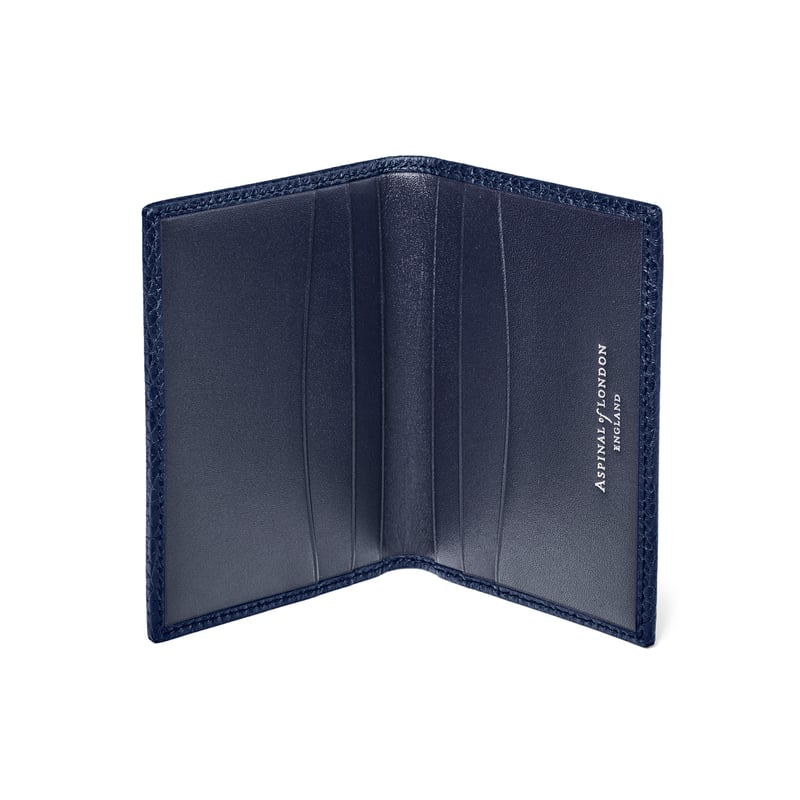 Double Fold Credit Card Holder in Navy Pebble