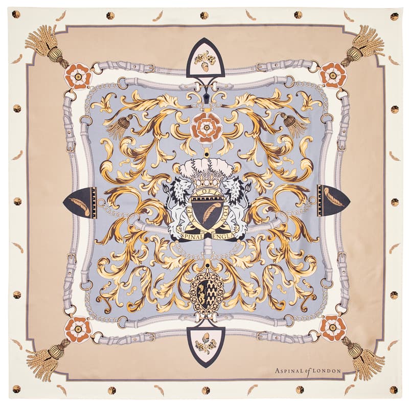 Signature Shield Silk Scarf in Neutral Pure Silk