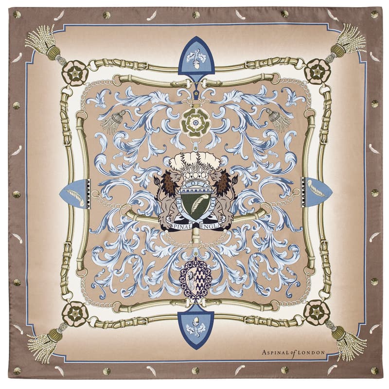 Signature Shield Silk Scarf in Latte Pure Silk