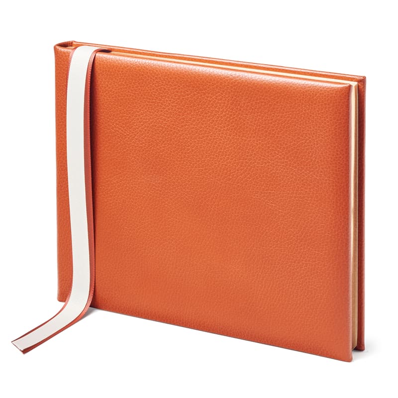 Classic Leather Guest Book in Marmalade Pebble