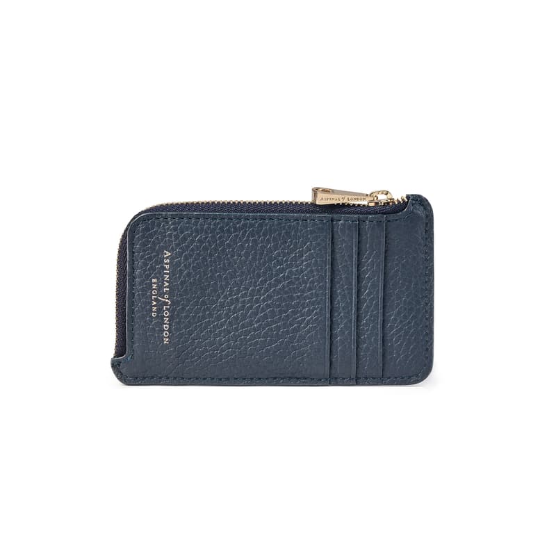Zipped Coin & Card Holder in Navy Pebble