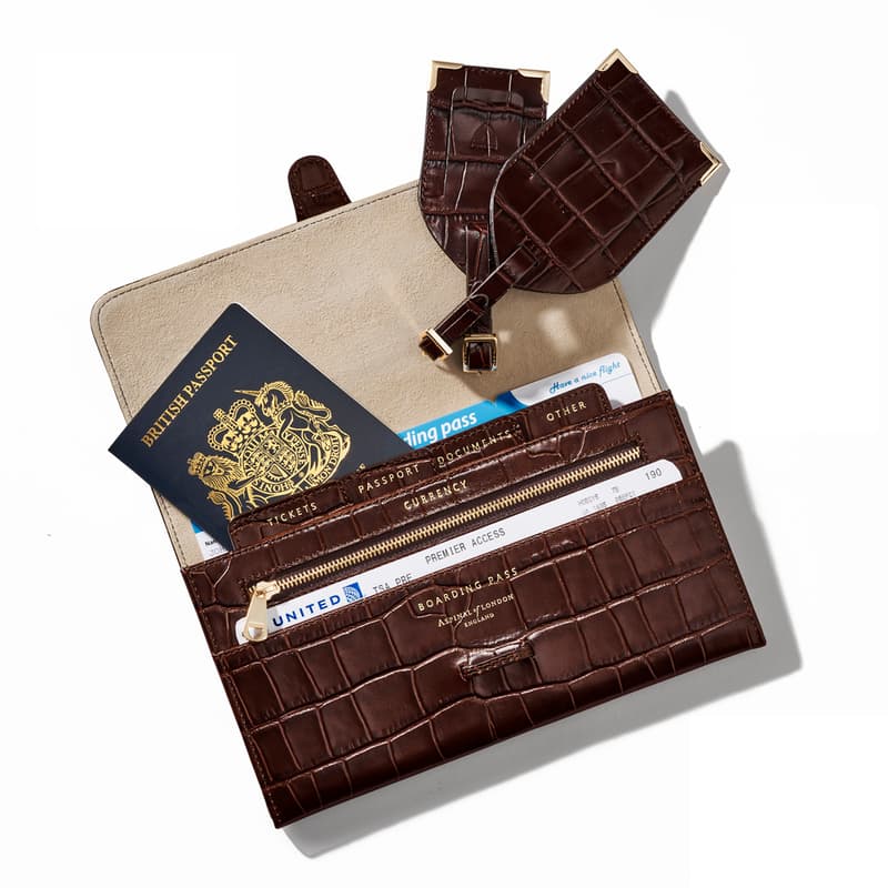 Travel Collection in Deep Shine Amazon Brown Croc