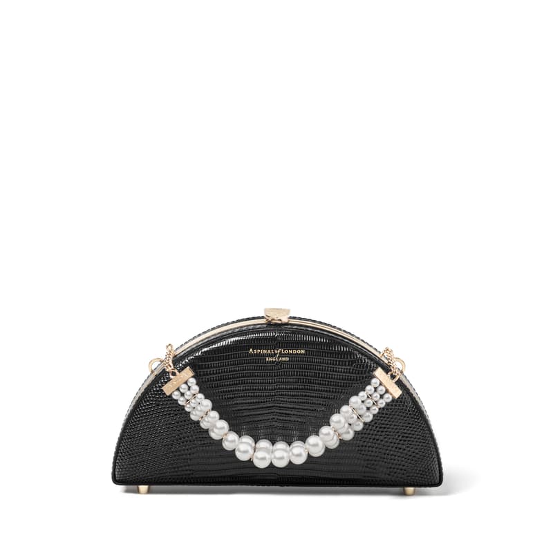 Luna Clutch Bag in Black Lizard