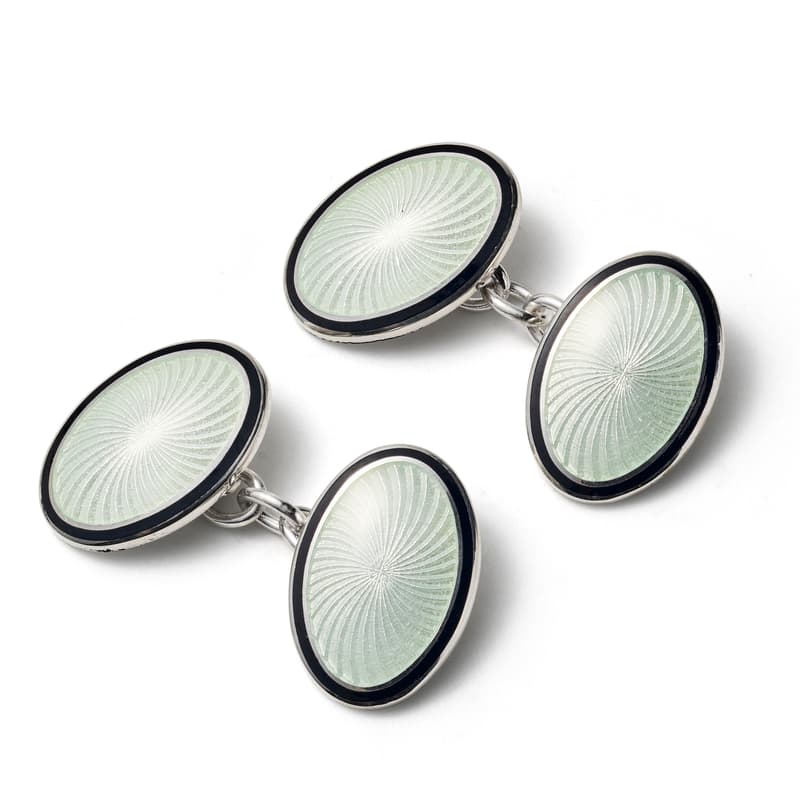 Vitreous Enamel Cufflinks in Black & Grey