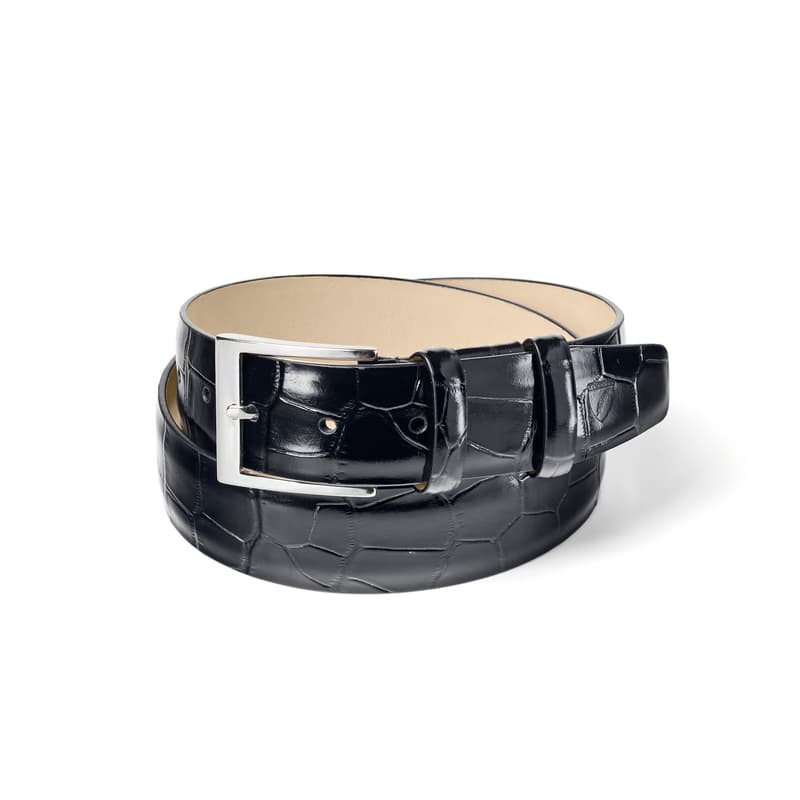 Classic Men's Belt in Deep Shine Black Croc