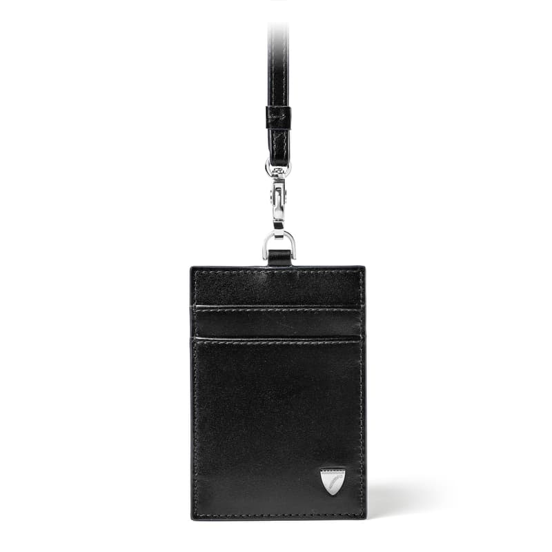Lanyard ID & Card Holder in Smooth Black