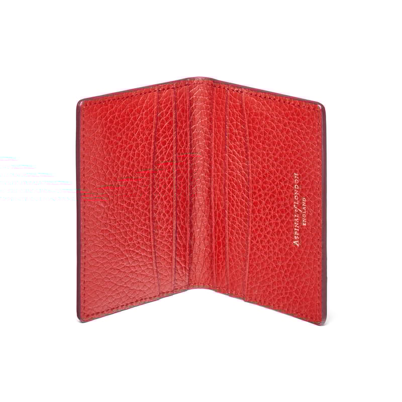 Double Fold Credit Card Holder in Cardinal Red Pebble