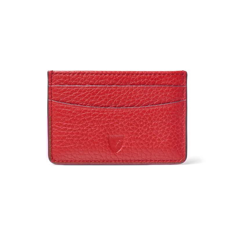 Slim Credit Card Holder in Cardinal Red Pebble